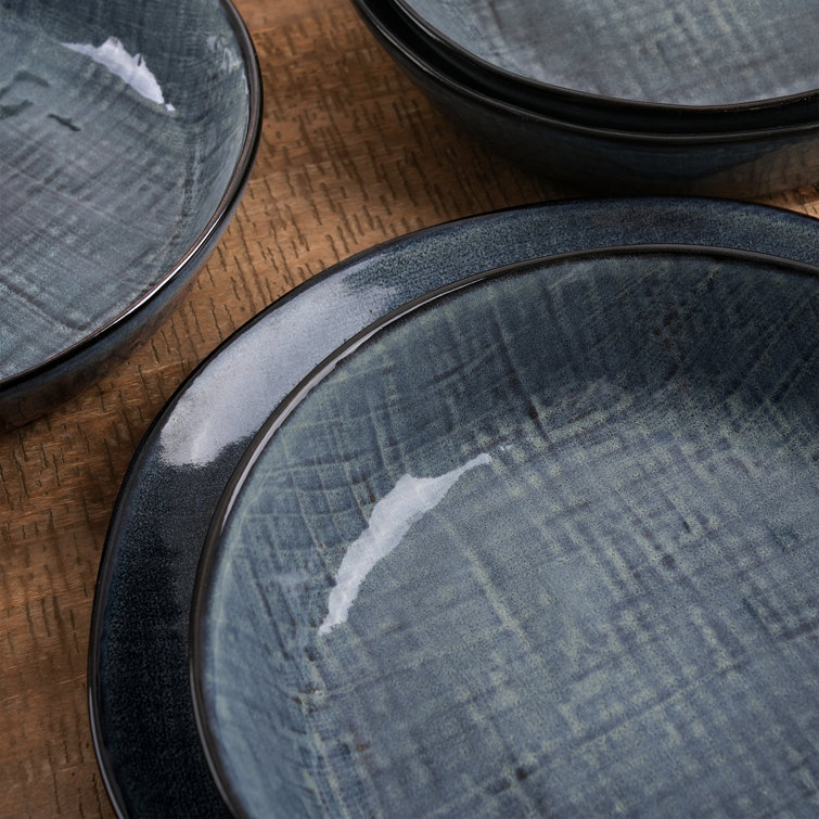 Esma Dark Blue Ceramic 32 Oz Large Pasta Bowl Set