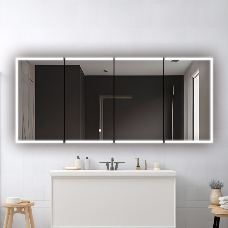 Edge Royale 72" Wide LED Medicine Cabinet with Defogger and Magnifying Mirror