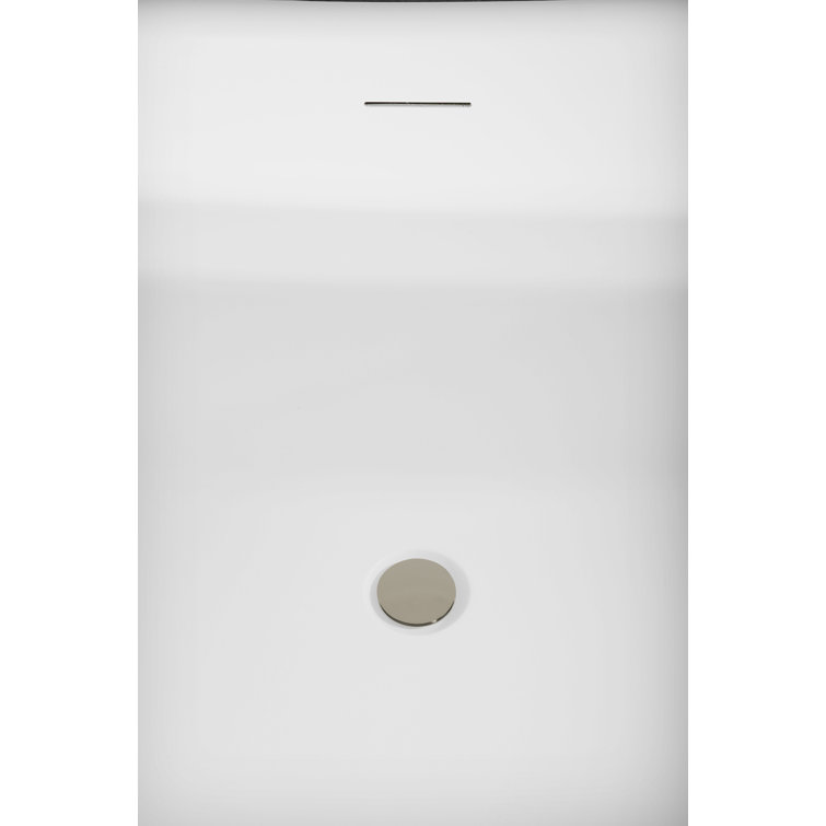 67" Matte White Acrylic Freestanding Soaking Tub with Brushed Nickel Trim
