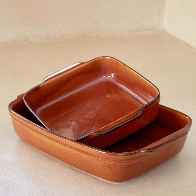 Caramel Ceramic Square Baker with Reactive Glaze