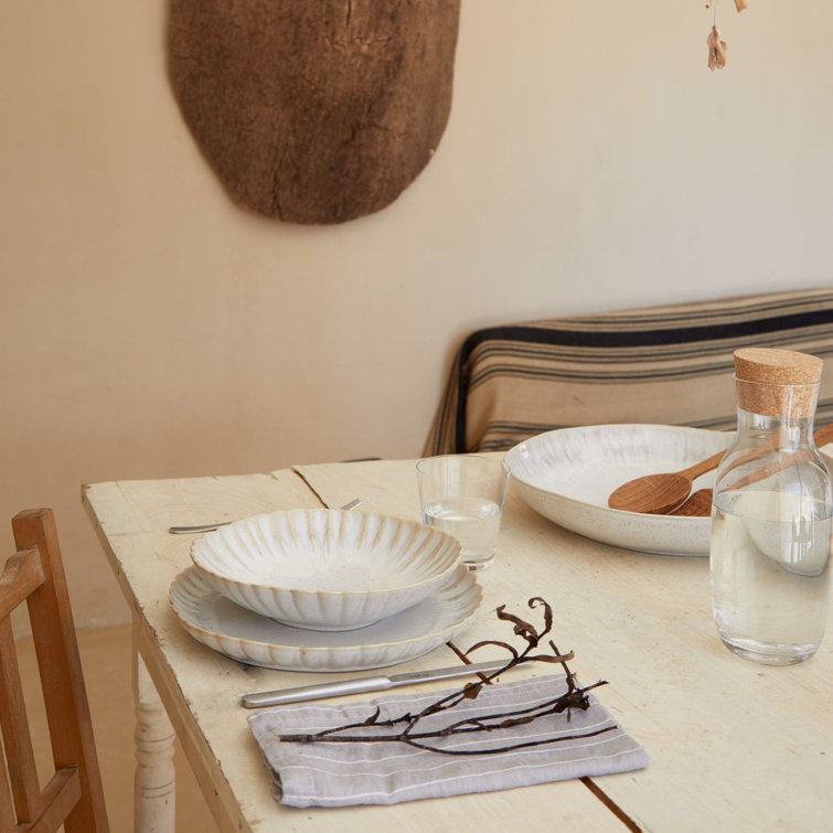 Eivissa Sand Beige Ceramic Pasta and Salad Serving Bowl