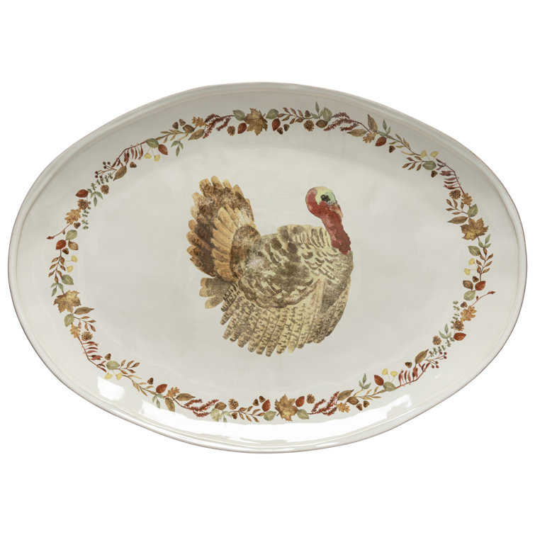 Thanksgiving Oval Ceramic Turkey Platter