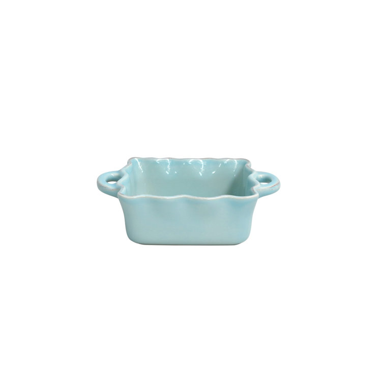 Robin's Egg Blue Square Ceramic Ruffled Baker