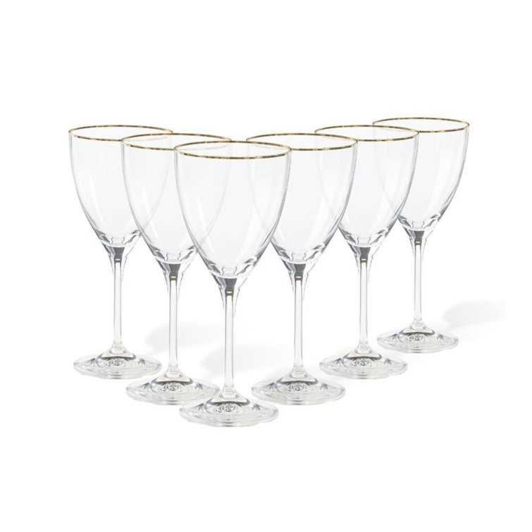 Elegant Clear Wine Glasses with Golden Rim - Set of 6