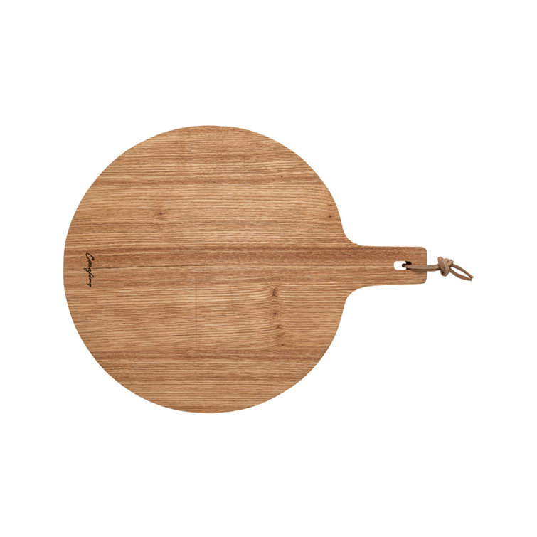 17" Oak Wood Round Cutting and Serving Board with Handle
