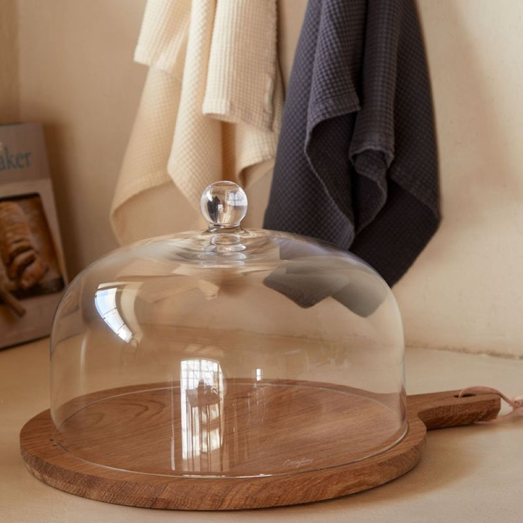 17" Oak Wood Round Cutting and Serving Board with Handle