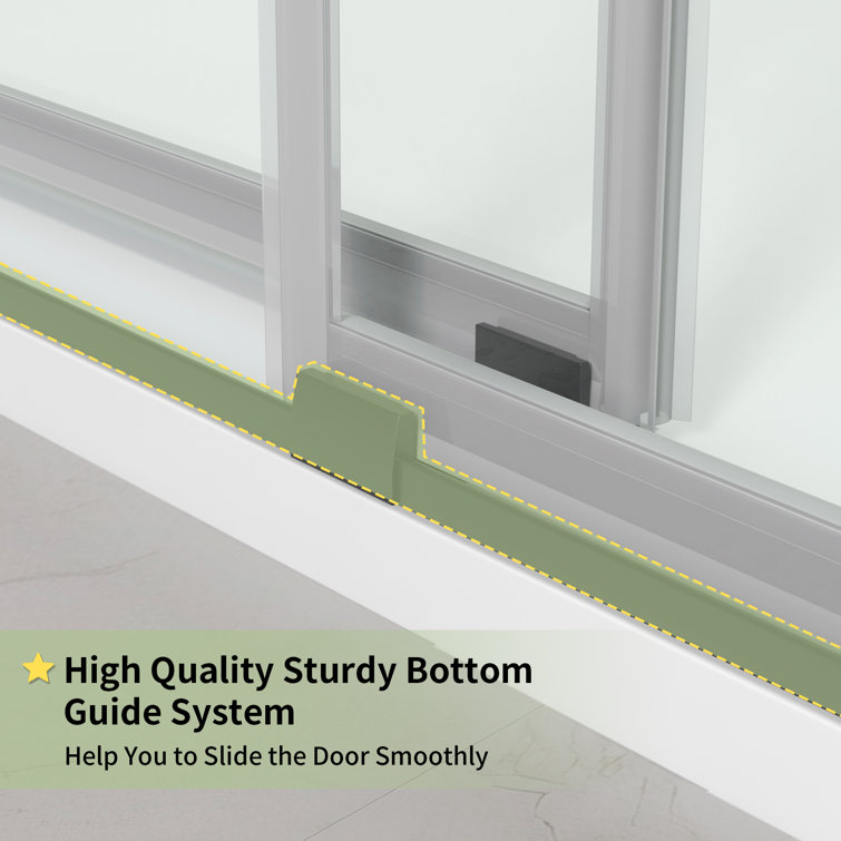 60" Matte Black Frameless Double Sliding Shower Door with Clear Glass