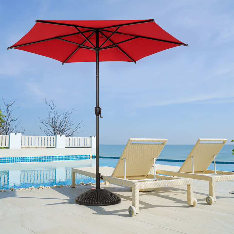 Lyon 9FT Red Hexagonal Polyester Market Umbrella with Steel Pole