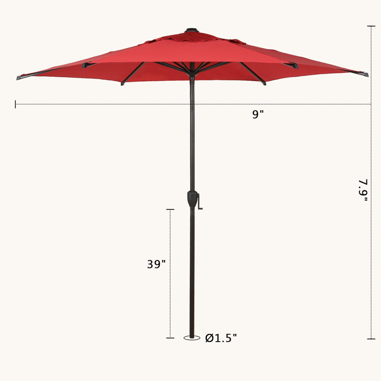 Lyon 9FT Red Hexagonal Polyester Market Umbrella with Steel Pole