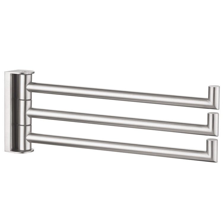 Brushed Nickel Wall Mounted 3-Arm Swivel Towel Bar