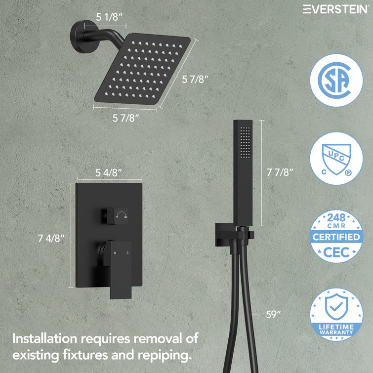 Matte Black Dual-Function Wall Mounted Shower System