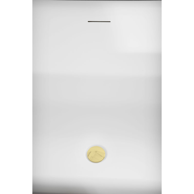 67" Matte White Acrylic Freestanding Slipper Tub with Polished Brass Hardware