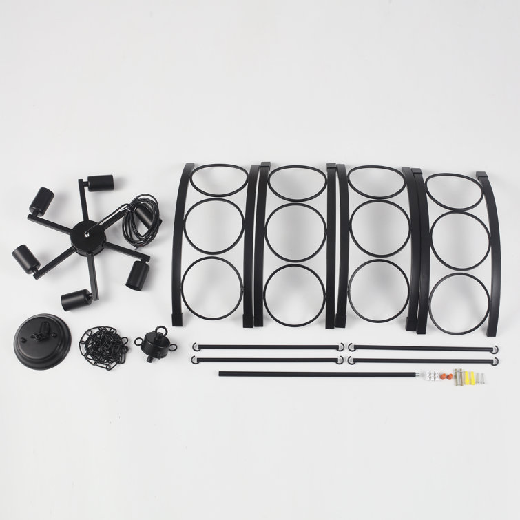 Black Metal 6-Light Adjustable Drum Chandelier