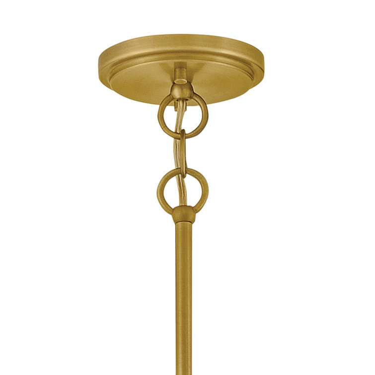 Lacquered Dark Brass Drum Chandelier with Off-White Linen Shade