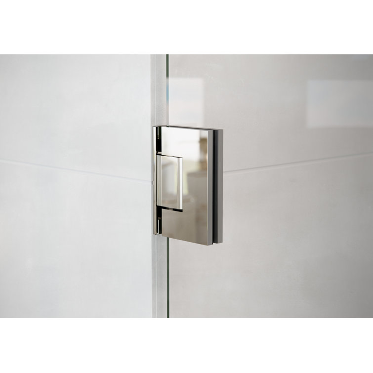 Albedo Polished Nickel Frameless Glass Shower Door, 78" x 30"