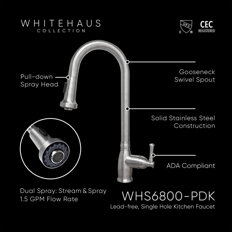 Stainless Steel Single-Hole Faucet with Pull-out Spray