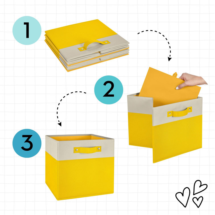 Taupe Two-Tone Fabric Collapsible Cube Storage Bins for Kids