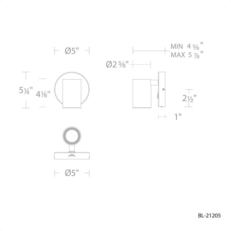Kepler 5" White Glass Dimmable LED Swing Arm Wall Sconce