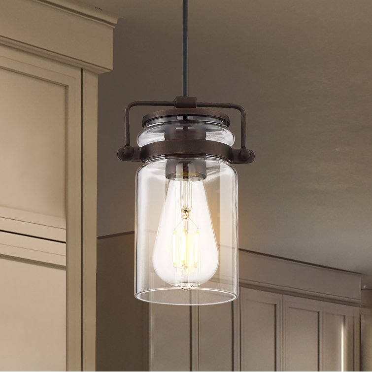 Mahogany Bronze Mini Jar Pendant Light with Clear Glass Shade