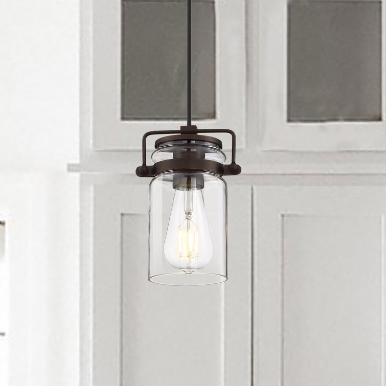 Mahogany Bronze Mini Jar Pendant Light with Clear Glass Shade