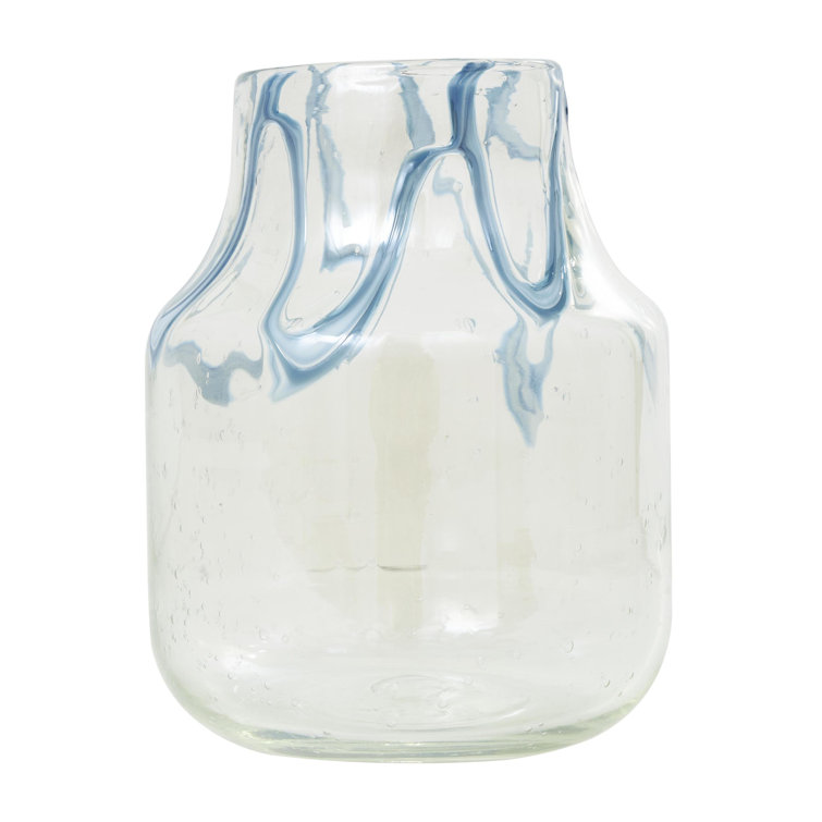 Handmade Clear and Blue Glass Decorative Table Vase