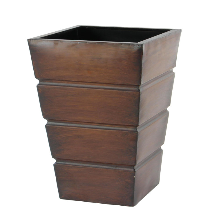 Rustic Brown Metal Indoor Outdoor Planter Set with Tapered Base