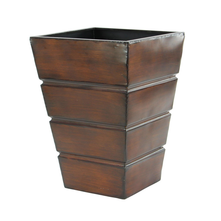 Rustic Brown Metal Indoor Outdoor Planter Set with Tapered Base
