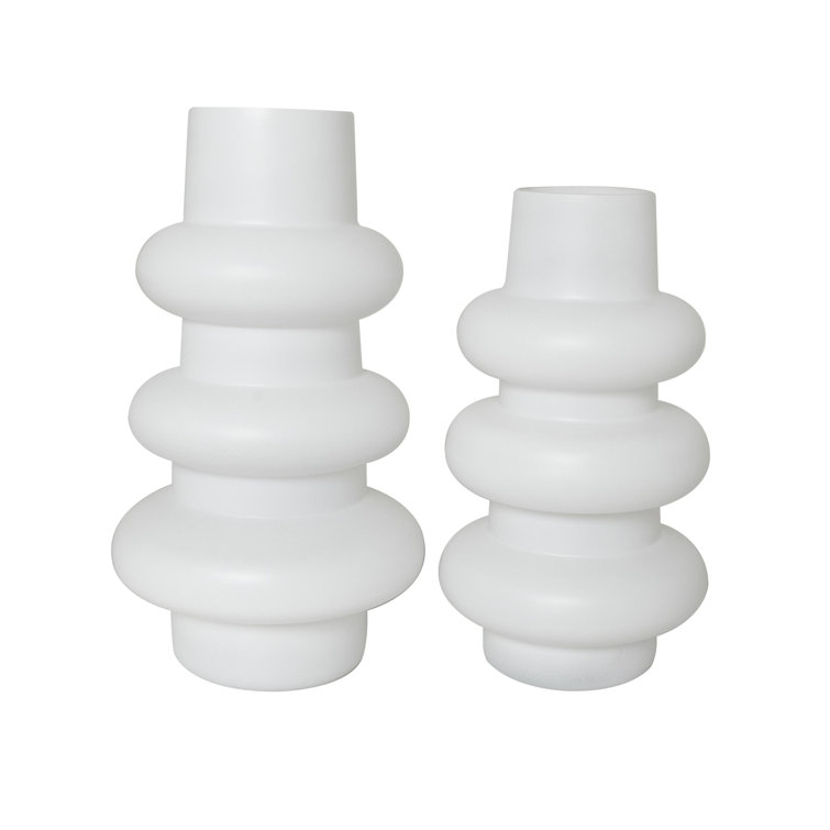 White Glass Novelty Table Vase Set of 2