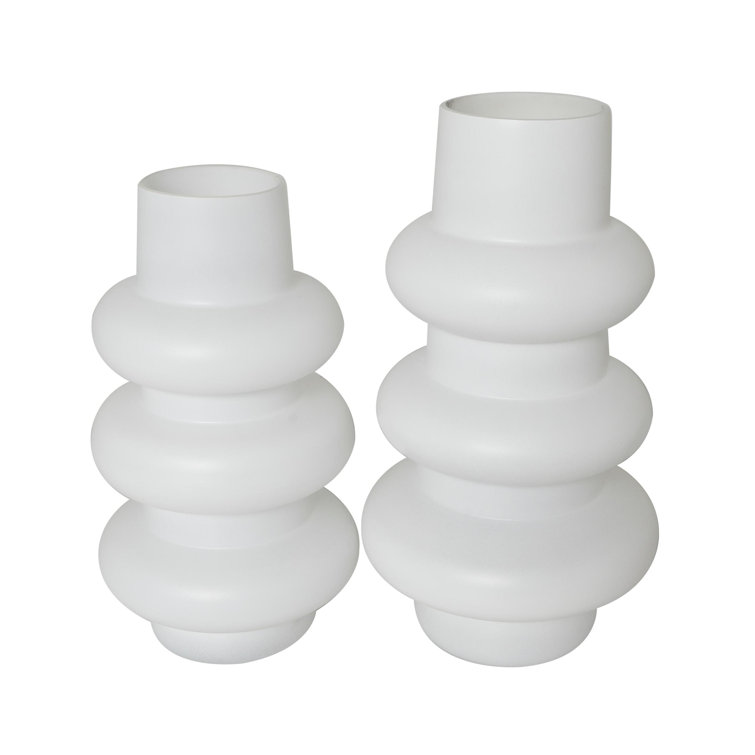 White Glass Novelty Table Vase Set of 2
