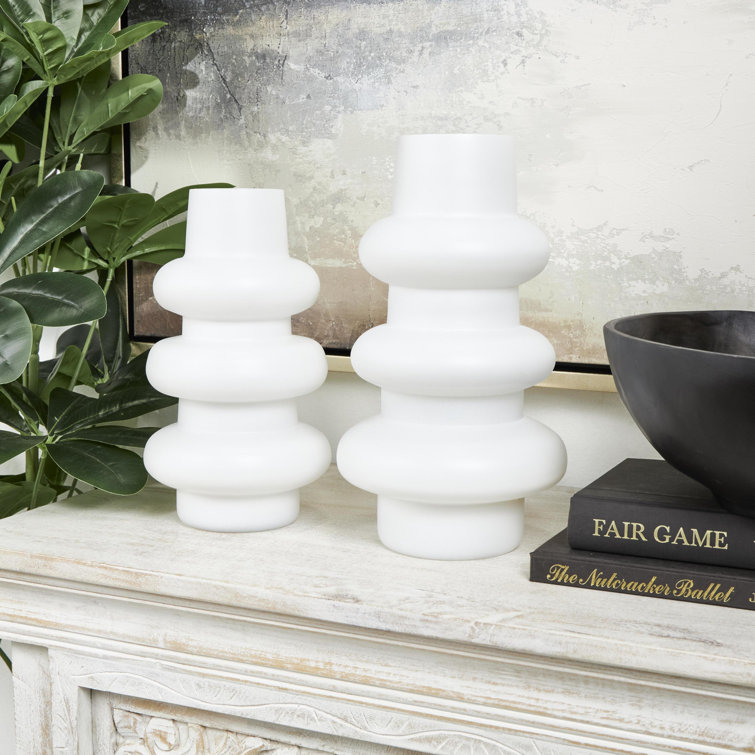 White Glass Novelty Table Vase Set of 2