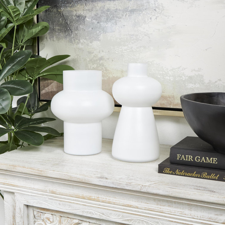 White Novelty Glass Table Vase Set of Two