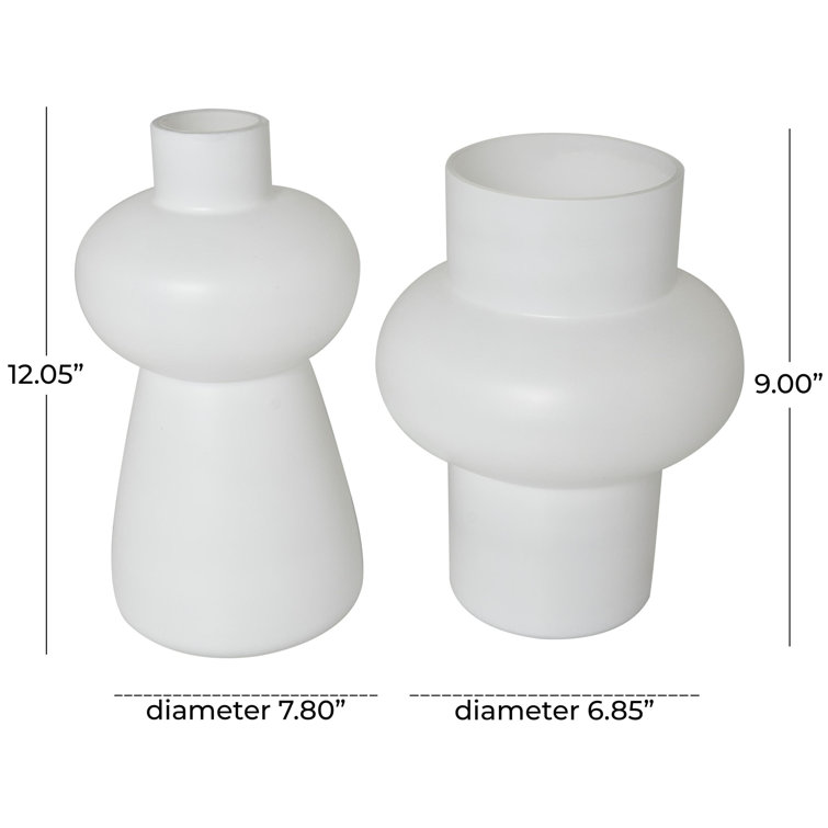 White Novelty Glass Table Vase Set of Two