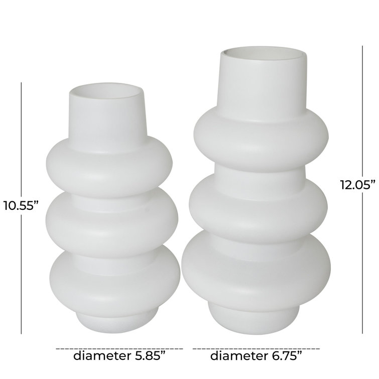 White Glass Novelty Table Vase Set of 2