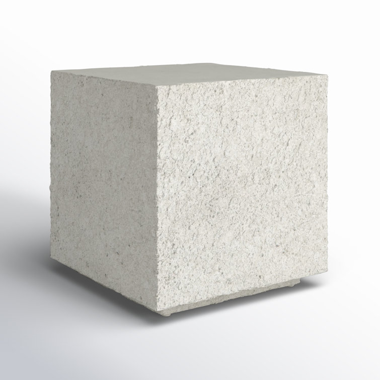 Cadence 18'' White Concrete Square Outdoor Side Table