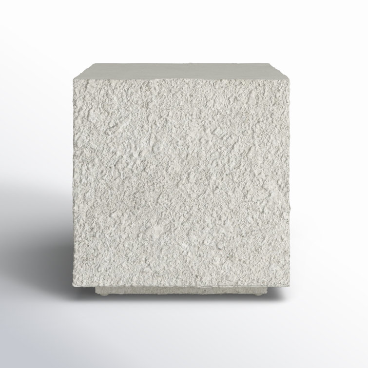 Cadence 18'' White Concrete Square Outdoor Side Table