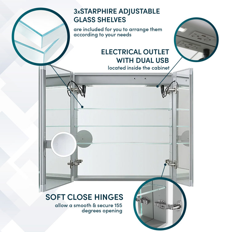 Signature Royale 36" x 36" LED Medicine Cabinet with Defogger