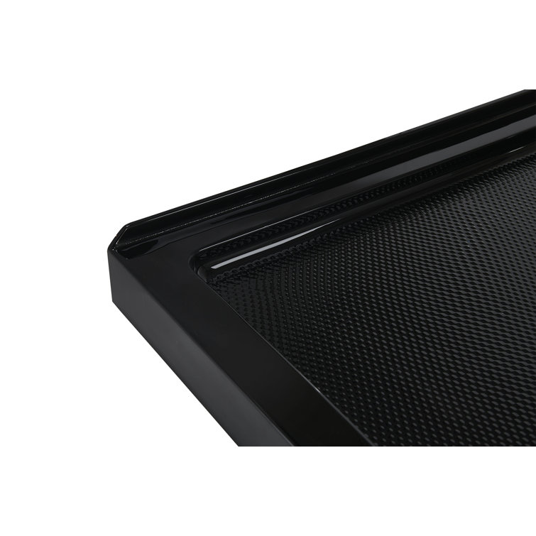 Glossy Black Rectangular Acrylic Shower Base with Center Drain