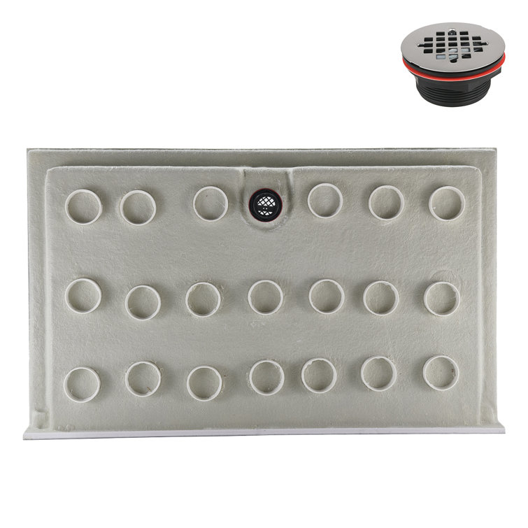 Glossy Black Rectangular Acrylic Shower Base with Center Drain