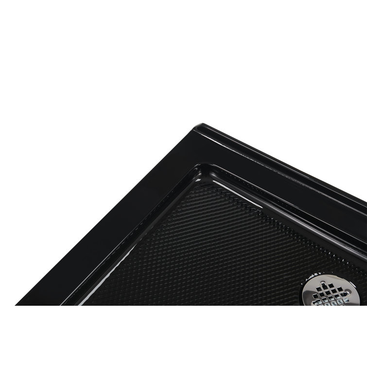 Glossy Black 36'' x 36'' Corner Acrylic Shower Base with Right Drain