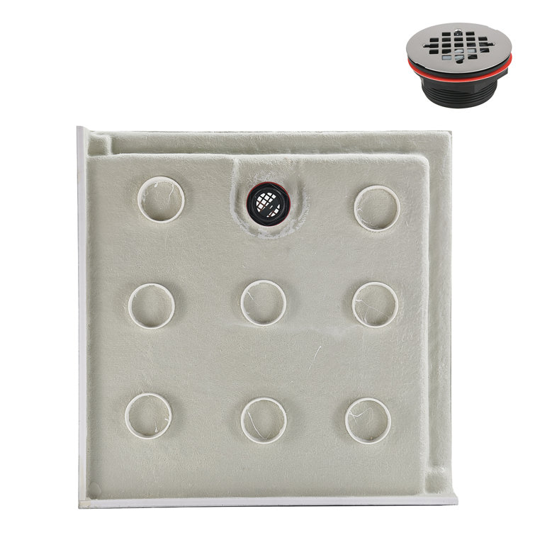 Glossy Black 36'' x 36'' Corner Acrylic Shower Base with Right Drain