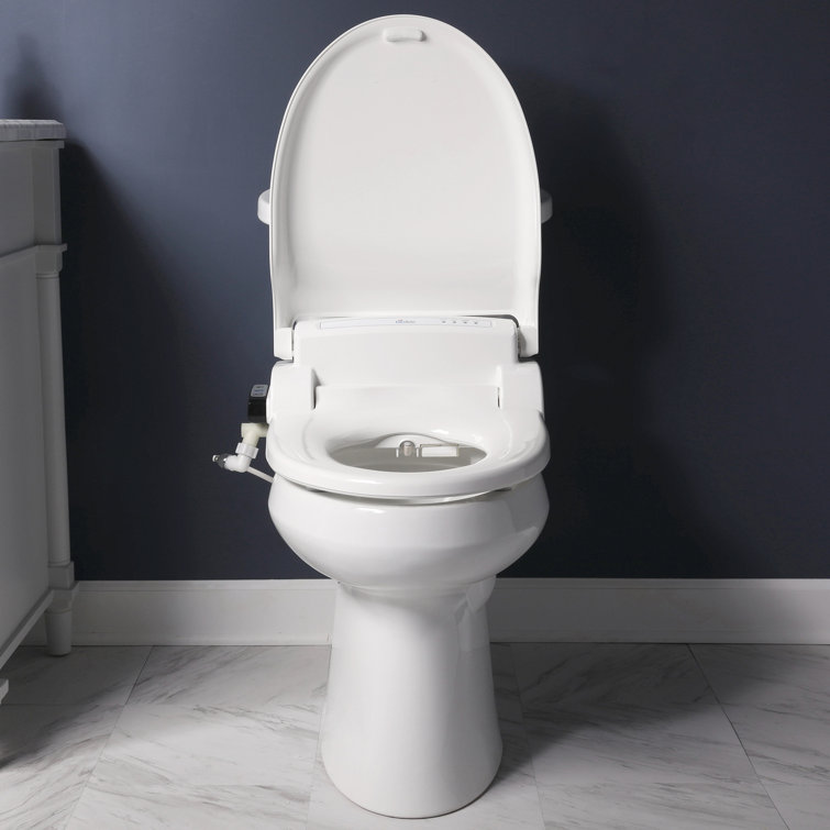 White Heated Round Electric Bidet Toilet Seat with Remote