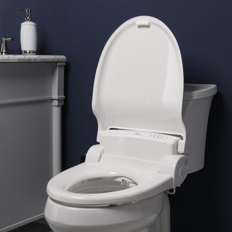 White Heated Round Electric Bidet Toilet Seat with Remote