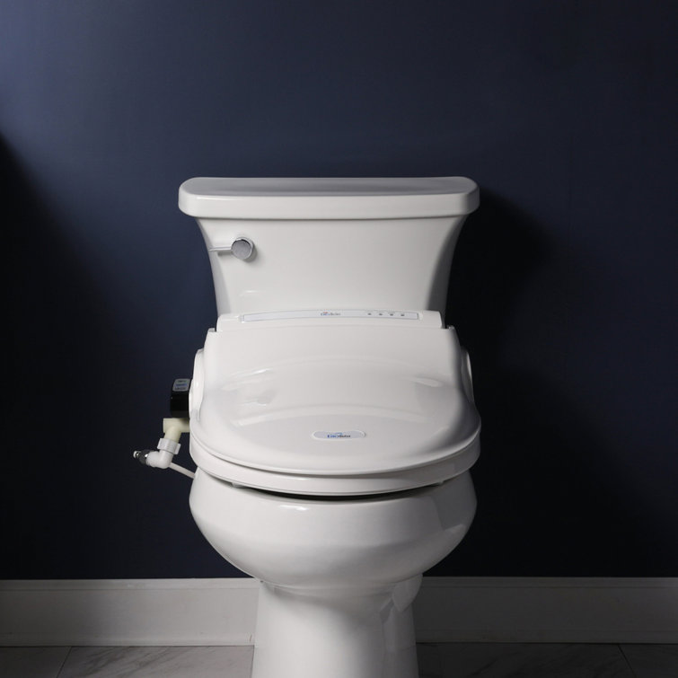 White Heated Round Electric Bidet Toilet Seat with Remote