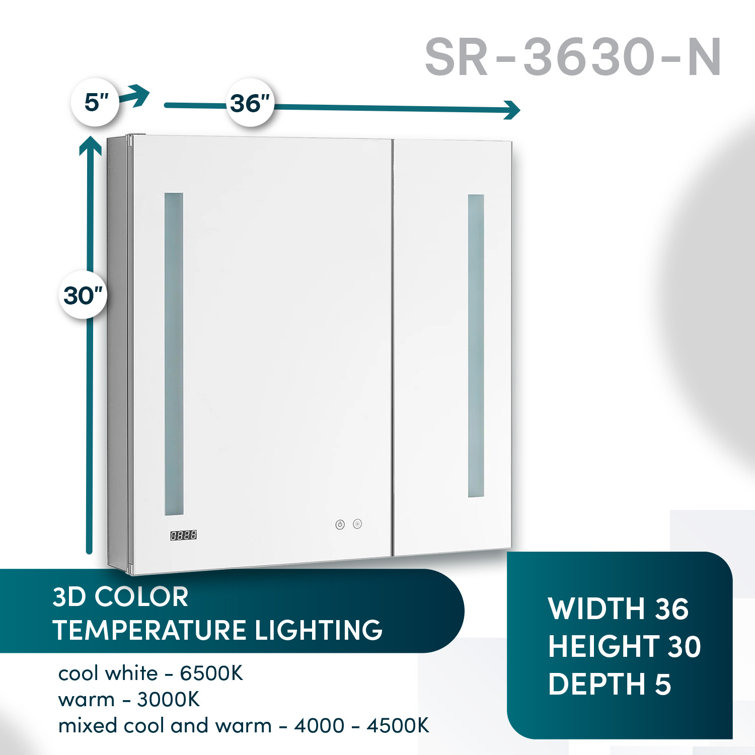 Signature Royale 36" x 30" LED Lighted Medicine Cabinet with Defogger