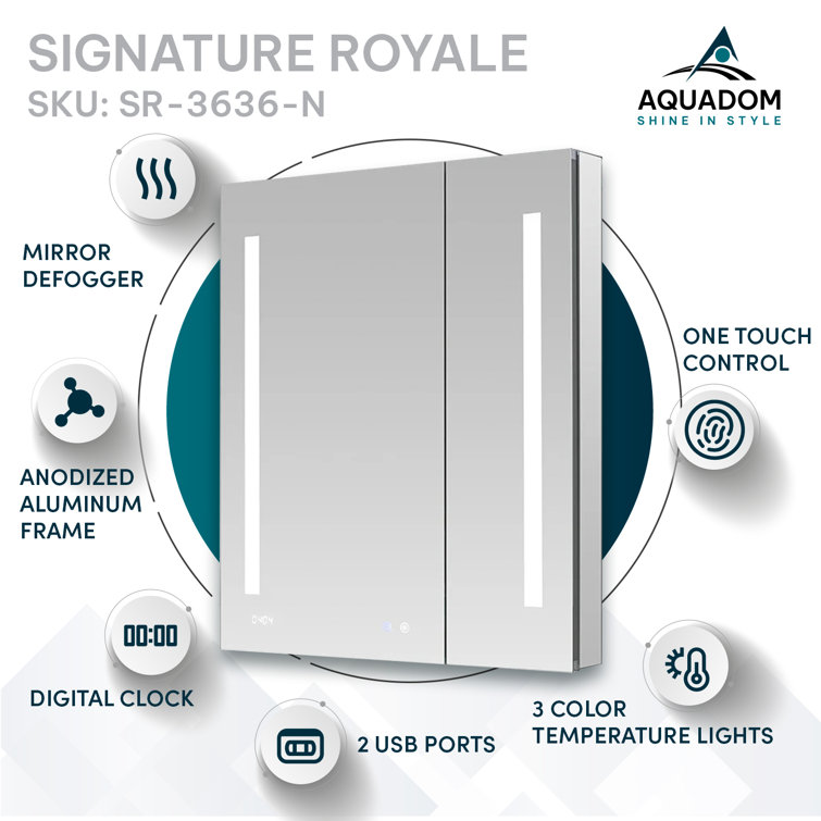 Signature Royale 36" x 36" LED Medicine Cabinet with Defogger