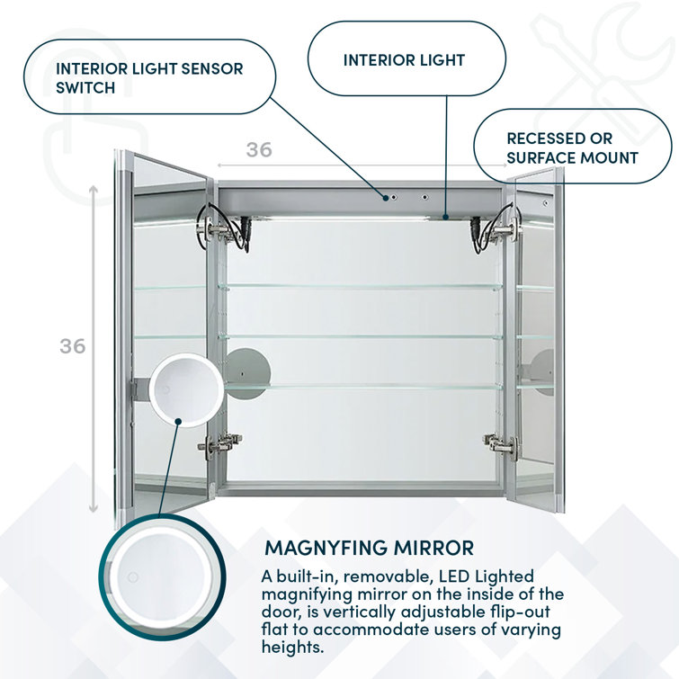 Signature Royale 36" x 36" LED Medicine Cabinet with Defogger