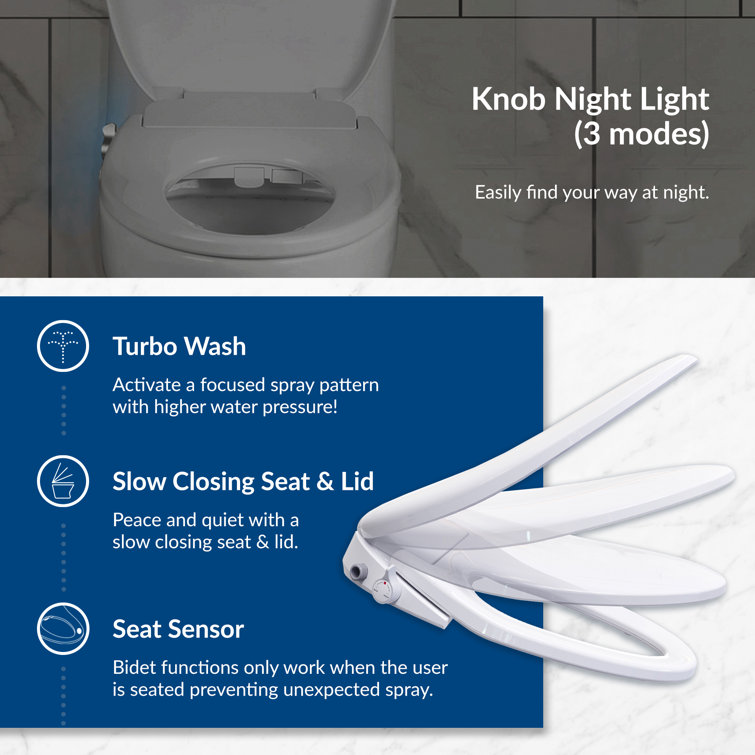 BB-500 White Heated Elongated Smart Bidet Toilet Seat