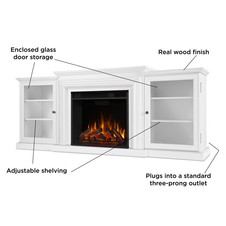 Frederick 72'' White Wood TV Stand with Electric Fireplace