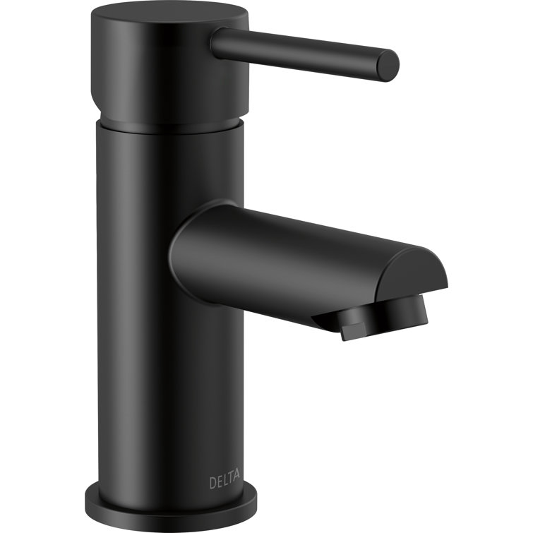Sleek Matte Black Single Hole Brass Bathroom Faucet with Drain
