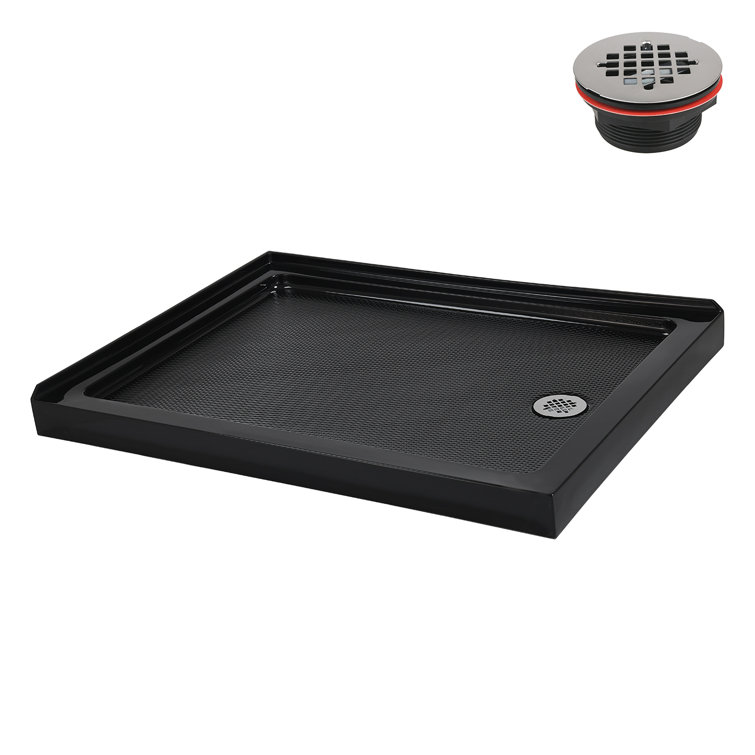 Glossy Black 48 x 36 Acrylic Corner Shower Base with Right Drain
